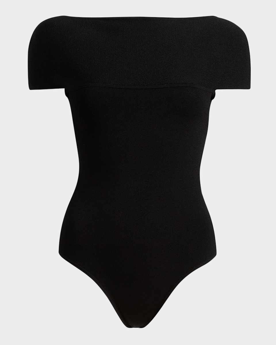 Basile High-Neck Short-Sleeve Bodysuit